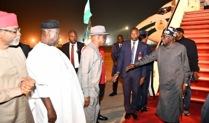 Tinubu returns to Abuja following private trip to Paris