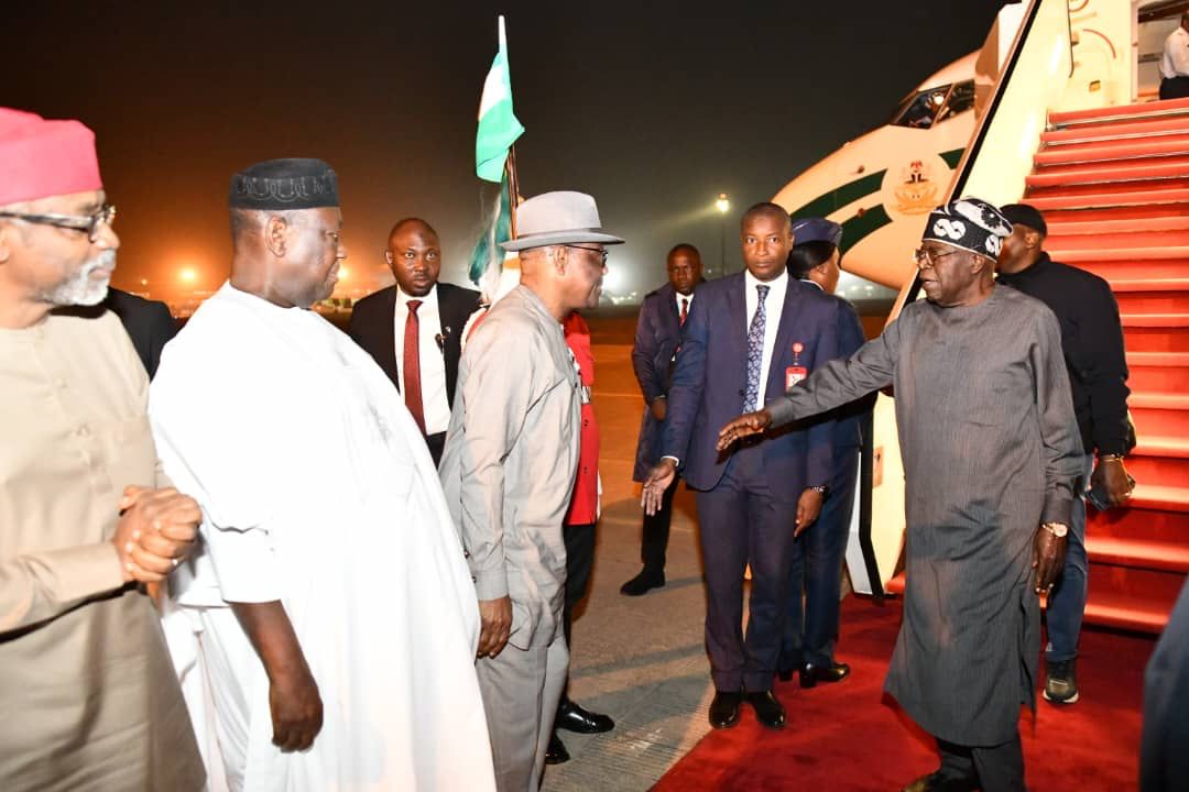 Tinubu returns to Abuja following private trip to Paris
