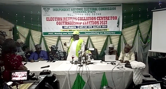JUST IN: INEC prevents journalists from covering the collation of Adamawa governorship rerun results