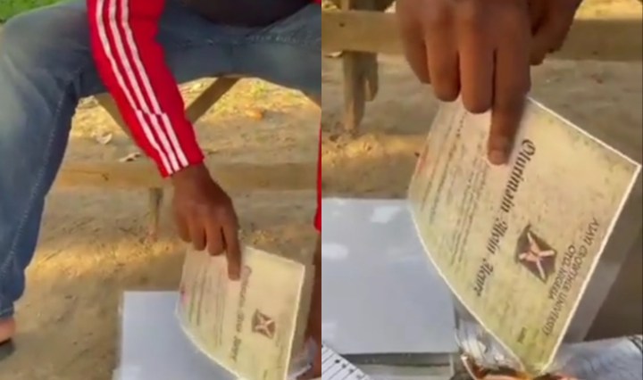 "What's the essence of a certificate when I'm dragging jobs with illiterates" Man says as he burns his certificates