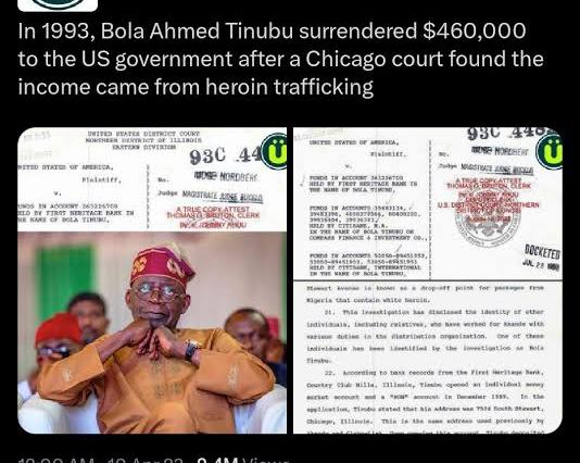 Tinubu's supporters express frustration as UberFacts resurrects accusations about the Nigerian president-elect's past involvement in heroin business