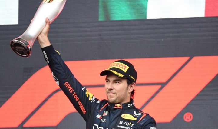 Red Bull's Sergio Perez claims Azerbaijan grand prix victory with Max Verstappen in Second