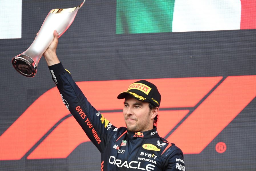 Red Bull's Sergio Perez claims Azerbaijan grand prix victory with Max Verstappen in Second