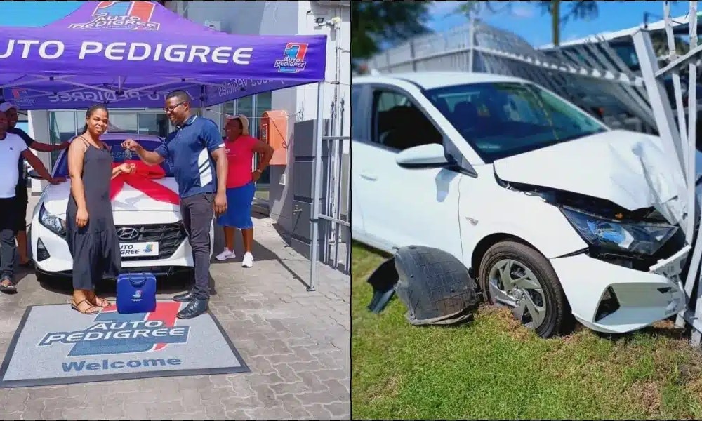 South African woman crashes new car by mistake immediately after buying it