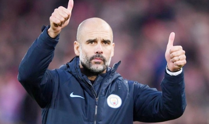 "No team has won four EPL titles in a wow," Pep Guardiola brags