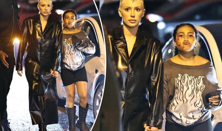 Kanye West's daughter North and new wife Bianca Censori hold hands at rapper's 46th birthday bash