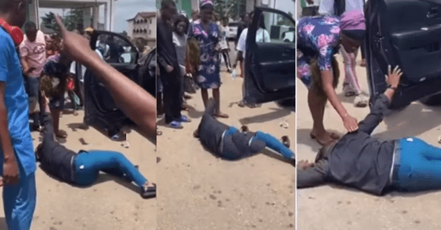 A man driving a Lexus at IMSU stops and starts rolling on the ground, begging for help (video)
