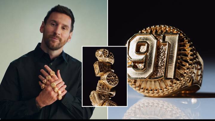 Lionel Messi receives eight gold rings to commemorate each Ballon d'Or win