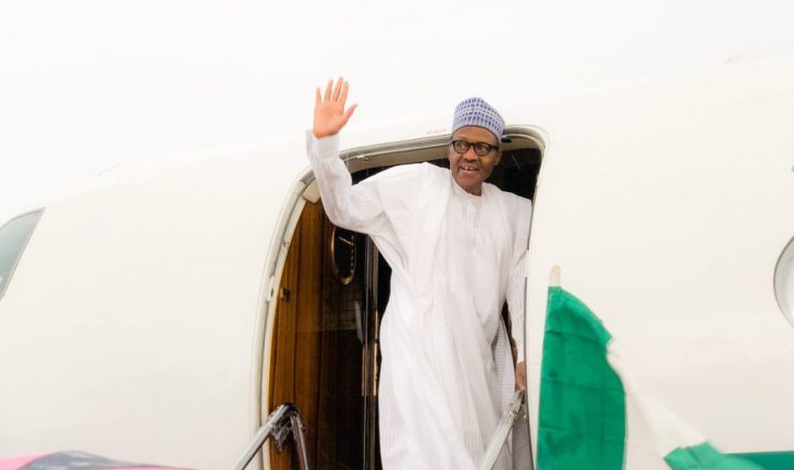 Former President, Buhari, departs from the Eagle Square for his hometown, Daura
