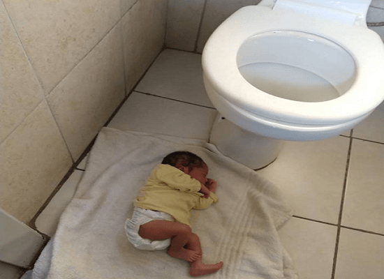 4-day-old baby rescued by police from toilet inside church compound